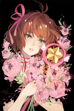 zetallis:  Bouquet - Cardcaptor Sakura The piece I did awhile ago for the show “Catching Sakura”! Realized I put up photos of the actual, hand embellished show piece but not the full image itself. I think there is where I started my descent into