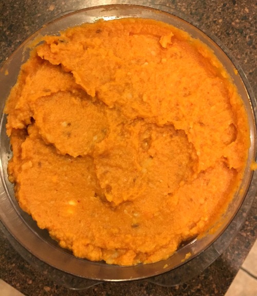 ahh spicy sweet potato hummus all you have to do is blend 3 baked sweet potatoes, 1 can of garbanzo 