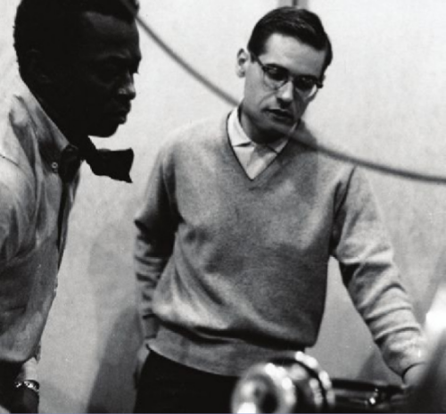 frigidtsarista:  Miles Davis and Bill Evans (with Paul Chambers) recording Kind of Blue, 1959.  