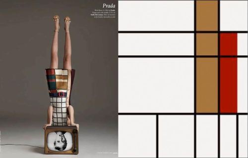 showstudio:   ‘Don’t you know who I am’, photographed by Robert Trachtenberg Tatler, August 2011 (featuring Prada Mondrian inspired design),  & Piet Mondrian Composition. 