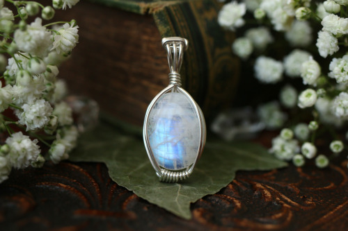 Rainbow moonstone pendants with sterling silver handmade my me.Available at my Etsy Shop - Sedna 903