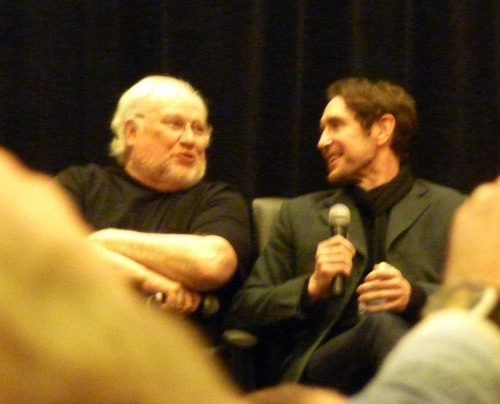 my-hearts-require-tea:Colin Baker and Paul McGann being adorable at Chicago TARDIS 2013