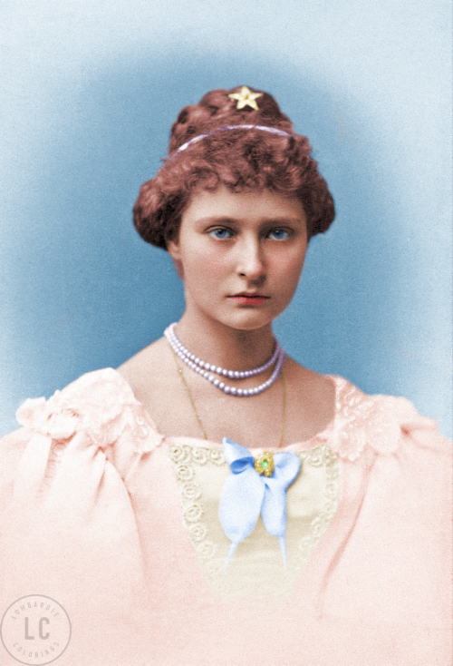 Princess Alix of Hesse.Photographed by Carl Backofen, 1887.Colored by Lombardie Colorings.__________