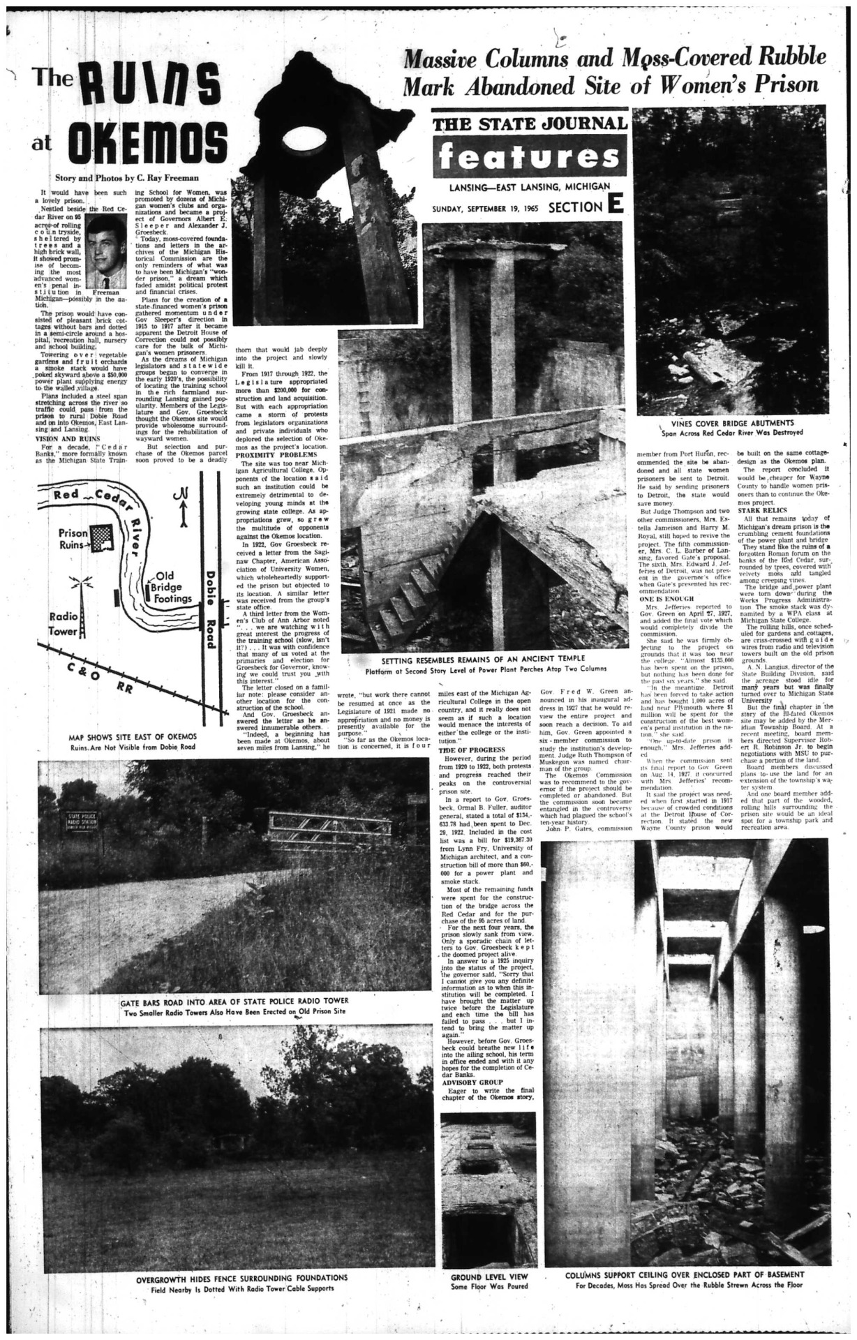 The Ruins of Okemos: Lansing State Journal Feature on Abandoned Women’s Prison Site - 9/19/1965