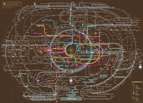 Tokyo railway and metro city map