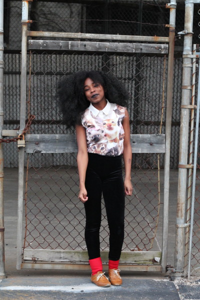 blackfashion:
“Cat Top, Velvet Leggings
Name: Annie Bercy, New York
Submitted By: http://liveasyourlast.tumblr.com/
”