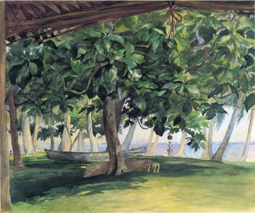 View from Hut, at Vaiala in Upolu    -    John La Farge,  1890American 1835-1910 watercolor and goua