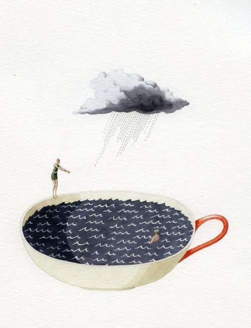 Laura Stoddart (British, b. 1971, Liverpool, England) - Storm In A Tea Cup  Drawings: Watercolors, I