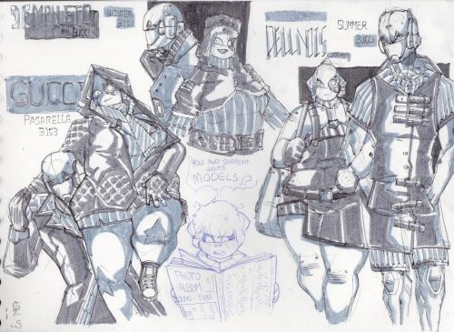 artroly:  random baby doodles done in school.  the third one contans 2 characters that belong to lil Pumpkin http://pumpkindoodles.tumblr.com/ (and the second page contains even her!) those are Serpent (robot girl) and Mortel (girl done in blue) I do