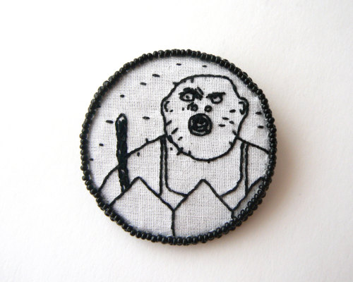 ultrapacifist: Dumbland brooch - David Lynch embroidered brooch eccentric jewelry by Alexandra Red
