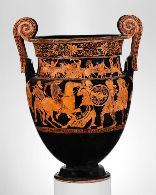 via-appia:Terracotta volute-krater (bowl for mixing wine and water), battle of centaurs and Lapiths 