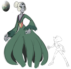 gothfrog:  yesterday lots of people were discussing the possibility of a Nacre gem, or mother-of-pearl, being Pearl’s creator! so i doodled up what i think Nacre might look like- similar to Pearl but much taller and colder-looking. Her “dress”