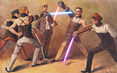 diary-of-a-stormtrooper:  I found an app to update your archaic weapons in some of your paintings. Now they are much more civilized. |-o-| 
