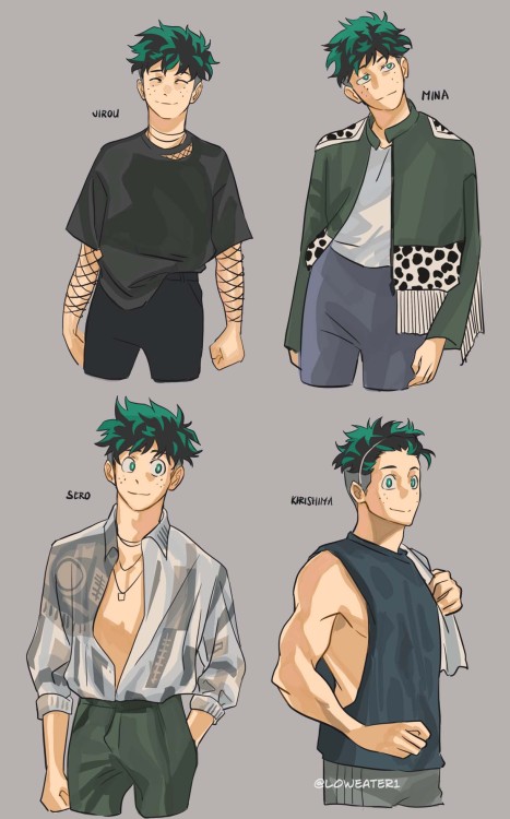 loweater: If Class 1-A (+ Shinsou) picked Deku’s Clothes