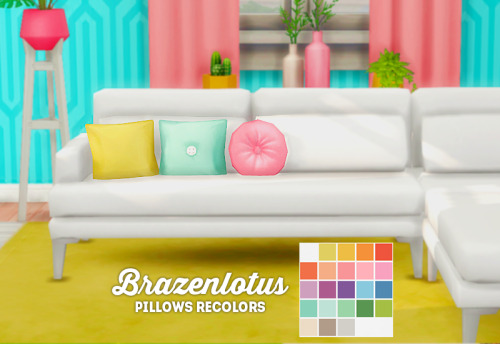 [ts4] brazenlotus separated pillows - recolorssquare accent pillow - 22 swatchessquare accent pillow