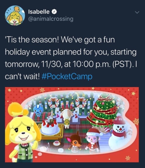 animalcrossingpocketcamp: NEWS: Animal Crossing: Pocket Camp will begin it’s first event tomor
