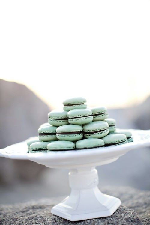 Yummy Pastel Macarons, Chocolate Layer Macarons, Party Dessert Ideas, Macaron Plate For Party 