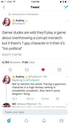 didntfitthenarrative: mitch-turn:  Sweet generalization.  It’s not about whether a character is trans or gay. Gay characters make sense. People have been gay for millennia. Trans however. Not the case. In a high fantasy setting, how in the balls are