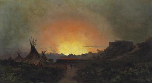 spirit-of-art: Jules Tavernier, A sunset in Wyoming, 1889