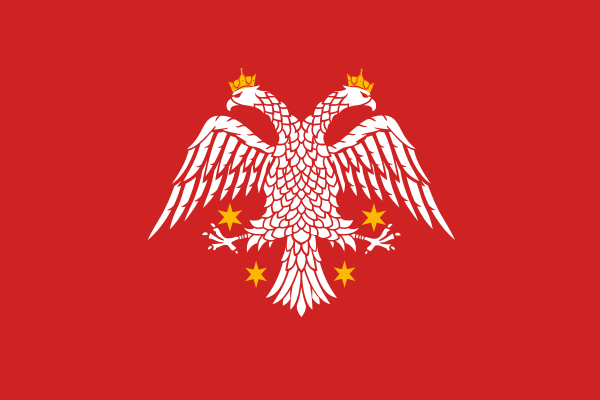 セルビア共和国の国旗（2004～）セルビア王国・セルビア帝国の国旗（1171～1371）セルビア公国（1371～1459）赤・青・白の汎スラブ色の三色旗に、近代のセルビア王国時代から使用されるセルビアの国章が描かれている。現在のセルビアの国章は、セルビア王国の王家オブレノヴィッチ家の紋章と同じデザインで、双頭の鷲とセルビア十字を組み合わせたもの。双頭の鷲の紋章はかつてセルビアの地を支配していた東ローマ帝国が国章として使用していたもの。