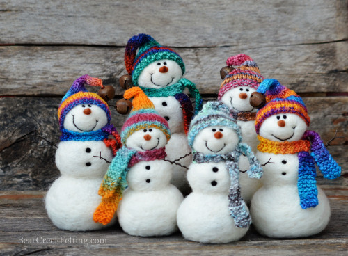 Bear Creek Snowmen needle felted by Teresa Perleberg