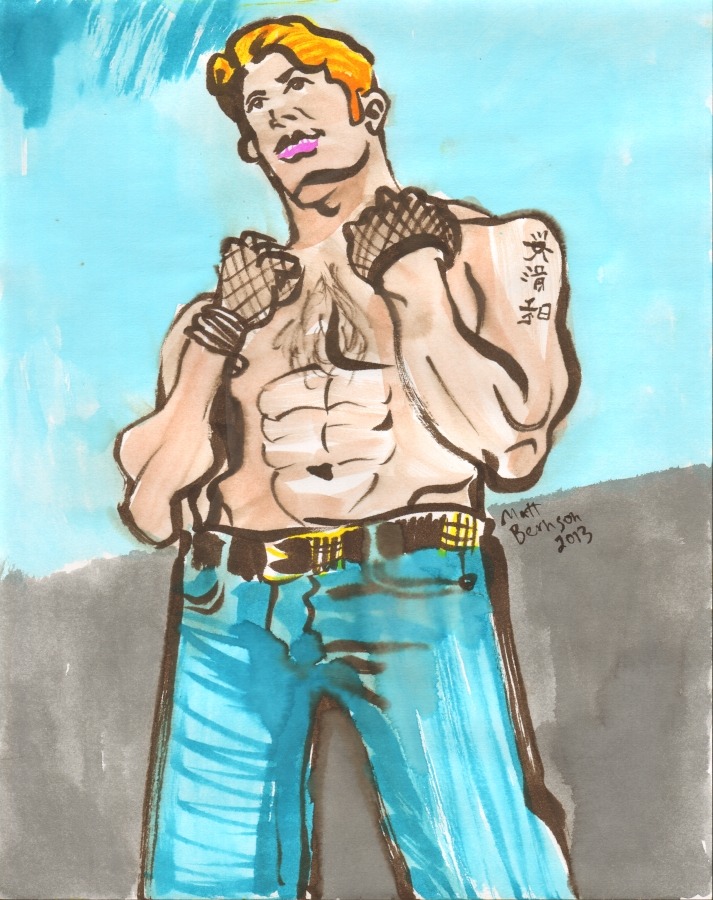 Drawings of Dale Stones done at Dr. Sketchy&rsquo;s Boston. Ink and watercolor