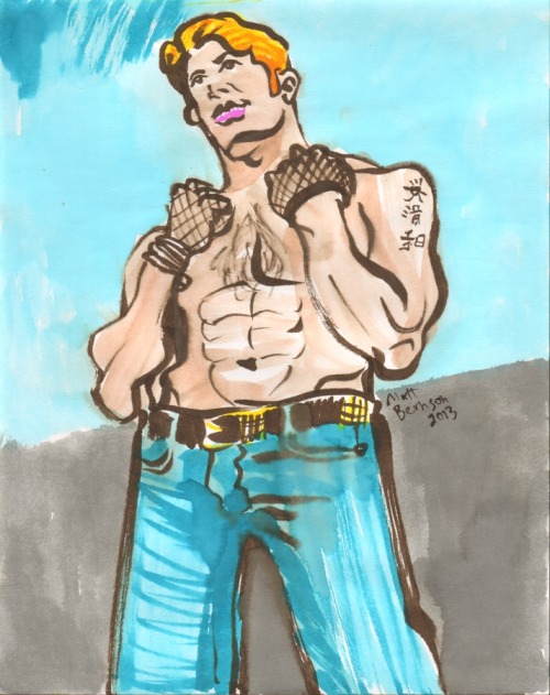 Drawings of Dale Stones done at Dr. Sketchy’s Boston. Ink and watercolor on paper, 11"x14", Matt Bernson 2013