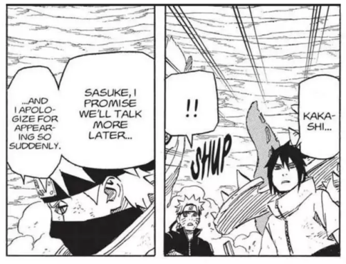 keepyourpantsongohan: Kakashi is the only adult in Konoha who cares about Sasuke and therefore he is