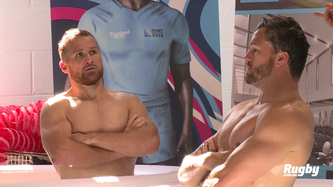 roscoe66:  Matt Giteau and Adam Ashley-Cooper of the Australian Wallabies at a recovery