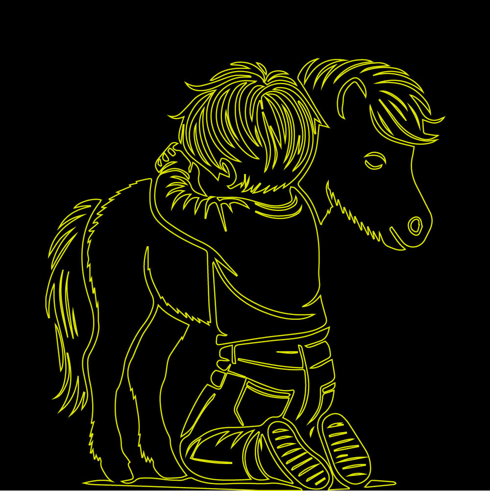 calf and boy's love vector art