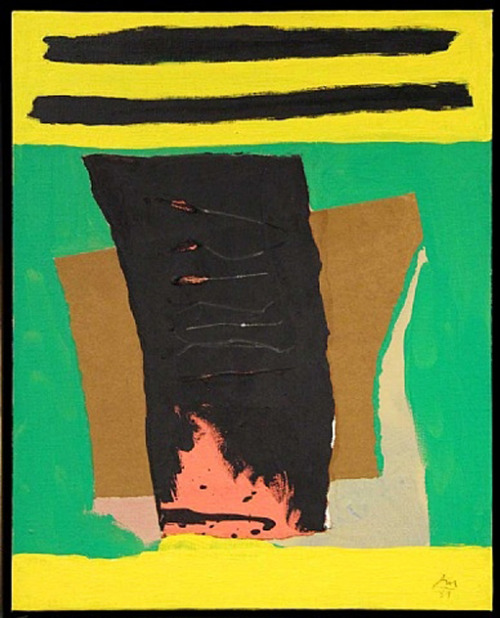 museumuesum:  Robert Motherwell Irish Book, 1989 Collage and acrylic on canvas, 16 x 20 inches 