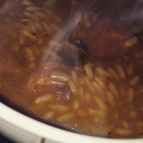 Steaming hot gumbo with andouille sausage. #neworleanscuisine