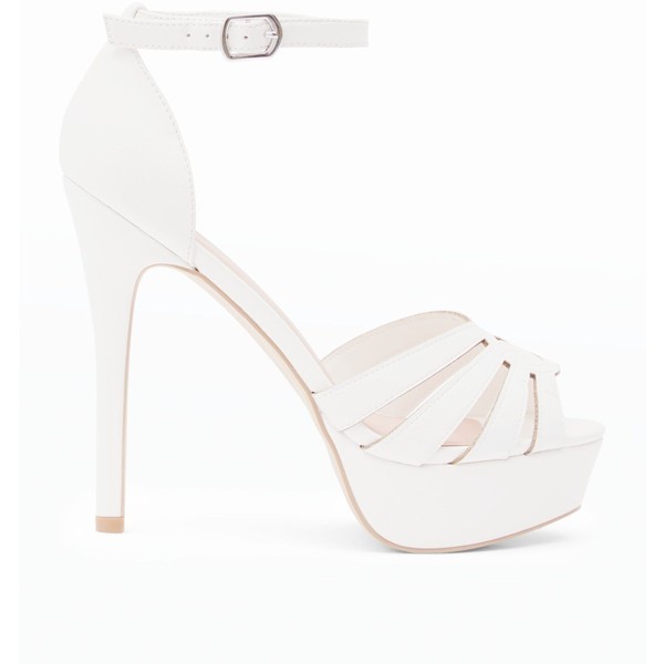 Fashion • White Cut Out Strap Platform Stiletto Heels ...