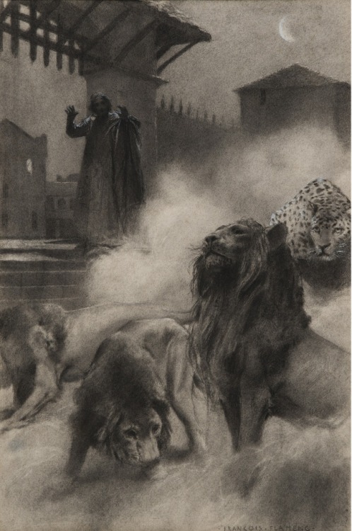 amare-habeo:François Flameng (French, 1856-1923)Beasts in the arena, 1900Lead mine drawing, 35.5 x 2