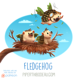 cryptid-creations: Daily Paint 1616. Fledgehog