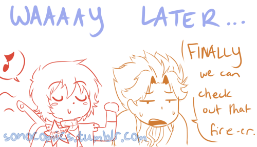 sonocomics:  Ironically enough a comic about avoiding the plot arrow had me avoiding a bunch of the plots I thought of for it until I finally settled for this one(and yes I know it wasn’t a fire but THEY DIDN’T KNOW)