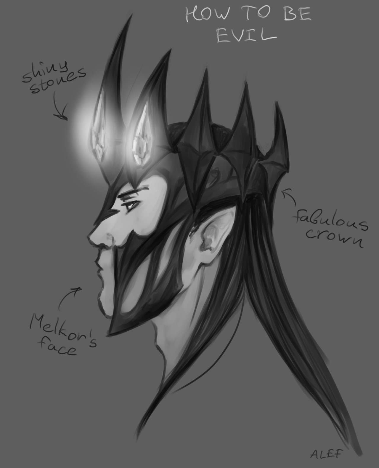 Another concept sketch for future Melkor cosplay. No, gosh, no, I’m not going to be Melkor %) I am Sauron and I make costume for my precious Evil :3
So, the crown concept already accepted by this sassy.