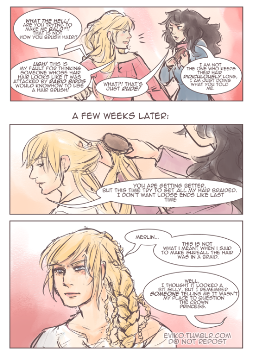 schweetheart:eviko:sarah-e-nerd: eviko: The First and Last times Merlin Braided Arthur’s Hair 