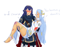 doodlebugarts: …i didn’t mean to turn this f/f but my hand slipped ANYWAY these two end up helping each other out a lot in FEH so….guilty self-indulgent doodle of my two fave blue bisexual ladies control yourself Luci she’s injured and you’re