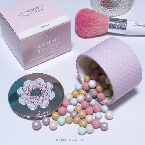 makeupbox:  Guerlain Météorites Aquarella for Summer 2014 This year, Guerlain is launching 3 key pieces for Summer. A gorgeous pink-tinned Meteorite powder called Aquarella, which contains regular rose, beige, and ivory pearls, a long with metallic