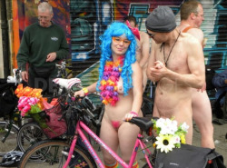 Pink pubic hair at the WNBR…