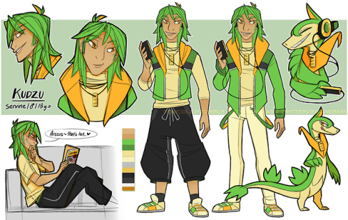 Chugging out more gijinka refs for all my old OCs while I can, it seems >> Kudzu’s been long over due for a proper one tho, and for a design update as well! His impish character and lewd tastes as a human have remained more or less the same though...