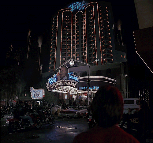 orbo-cinemagraphs:Biff’s Pleasure Palace. (Back to the Future II, 1989)larger imgur link