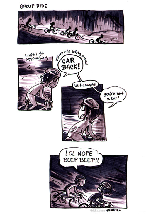 kiriska: The person getting tricked by oncoming bike lights is me. The person yelling