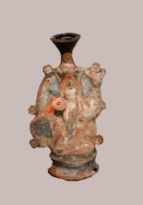 greek-museums:Preview: Colours of the antiquity / Terracotta figurinesPictured above:Figurine of a d