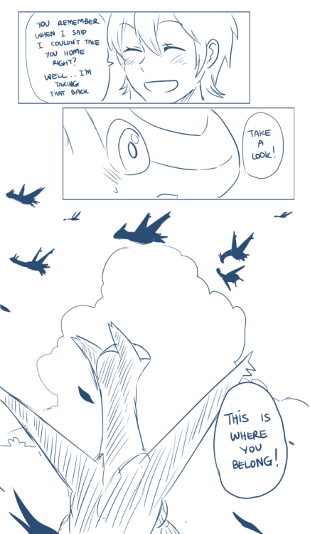 ponpekopon:  I MADE A PART TWO!Remember my 8 years old Latias? I’m really hyped for Hoenn remake and I thought of this idea because this will be the first time where we transfer a Pokemon from old gen and for them to be able to see their home again!!!