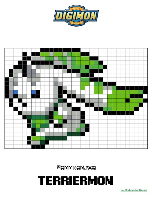 Digimon:   TerriermonDigimon is owned by Saban, Toei Animation, and Bandai.Find more Digimon perler 