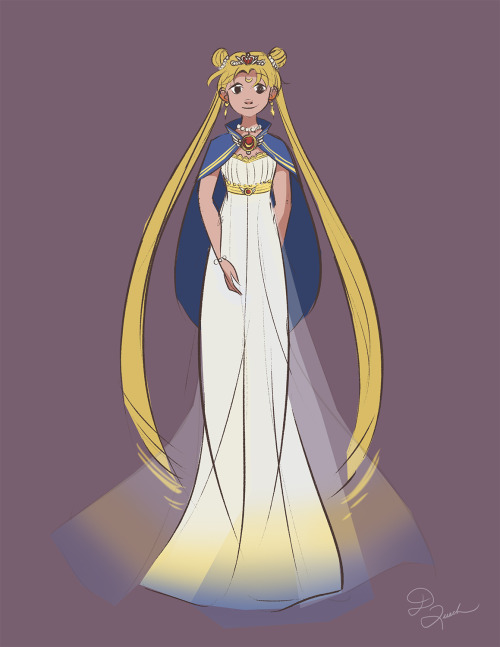 dianequachsketchblog:My take on merging Super Sailor Moon with her princess dress.