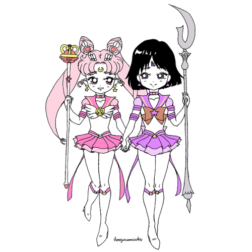 Chibiusa and Hotaru are probably my favorite couple in Sailor Moon, so purethese 3 were originally p