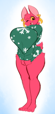 averyshadydolphin:  @quin-nsfw suggested I draw Vixie wearing a sweater and nothing else.So I did